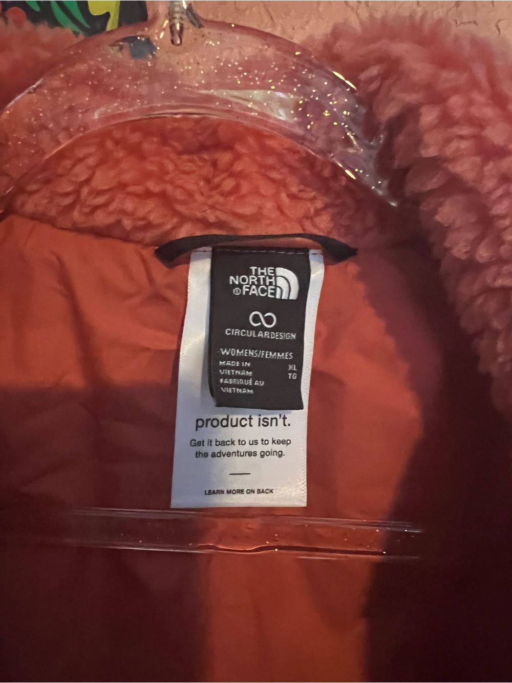 The North Face Women's Quilted Red Puffer Jacket with Sherpa Collar - Picture 2 of 4
